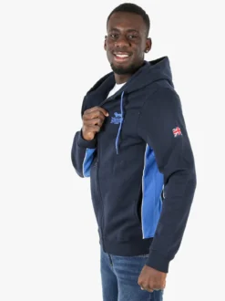 Lonsdale Felpa sportiva da uomo con cappuccio e zip - blu scuro