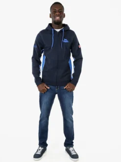 Lonsdale Felpa sportiva da uomo con cappuccio e zip - blu scuro