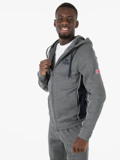 Lonsdale Felpa sportiva da uomo con cappuccio e zip - grigio scuro
