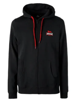 Lonsdale Felpa sportiva da uomo con cappuccio e zip - nero