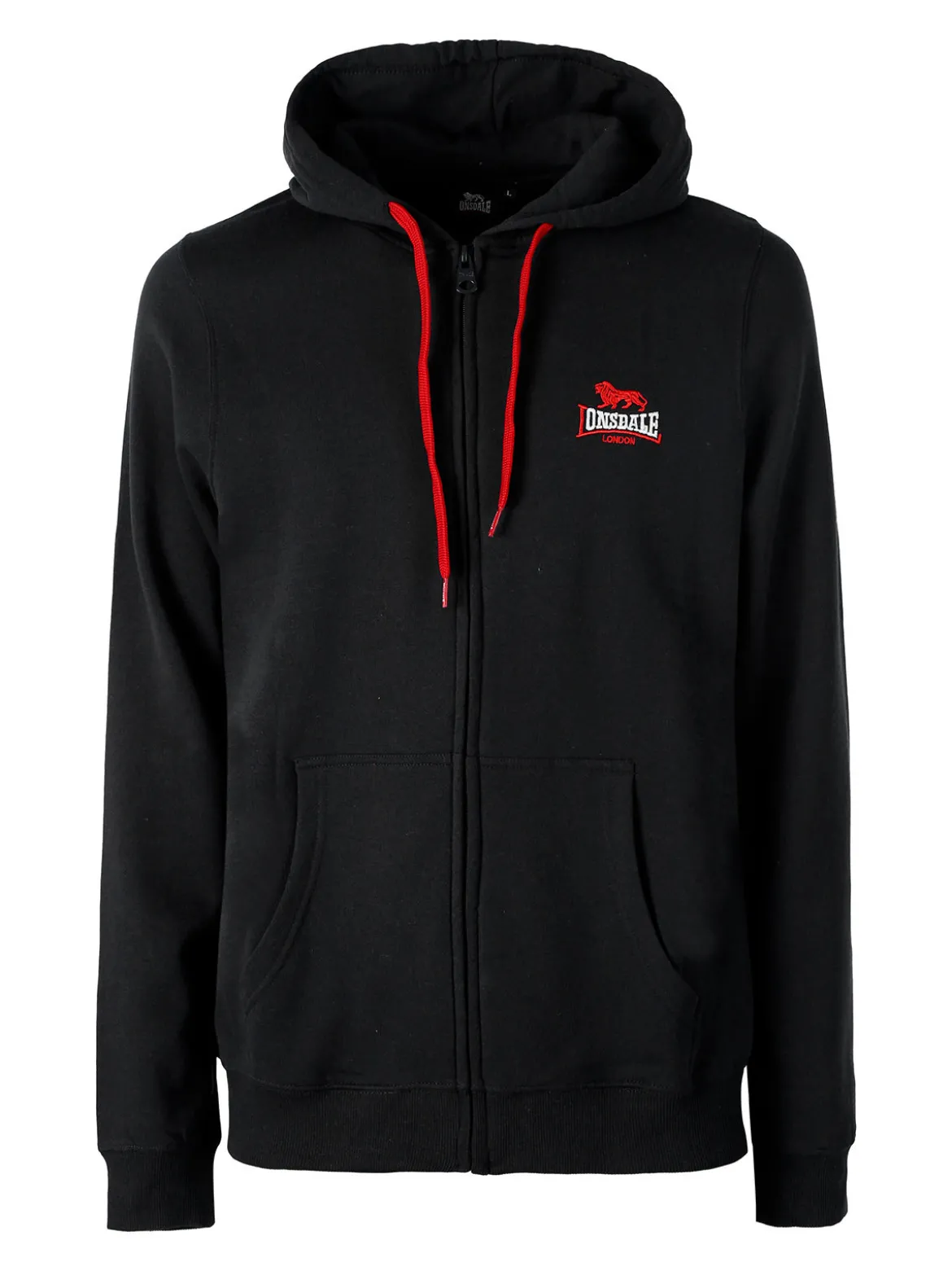 Lonsdale Felpa sportiva da uomo con cappuccio e zip - nero