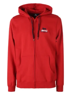 Lonsdale Felpa sportiva da uomo con cappuccio e zip - rosso