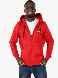 Lonsdale Felpa sportiva da uomo con cappuccio e zip - rosso