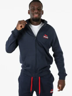 Lonsdale Felpa sportiva da uomo con zip intera - blu scuro