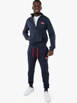 Lonsdale Felpa sportiva da uomo con zip intera - blu scuro