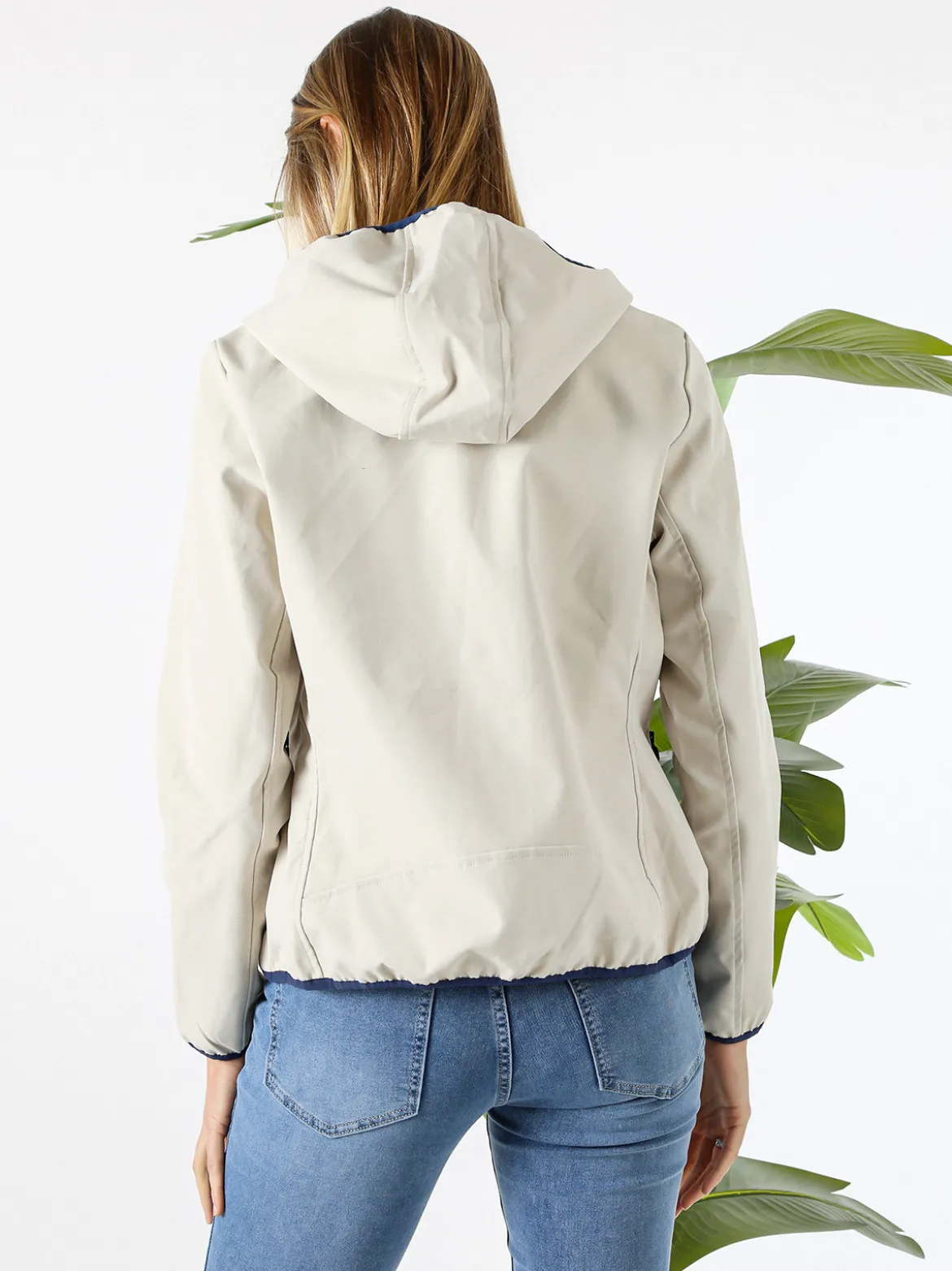 Lonsdale Giacca a vento da donna con cappuccio e zip - beige