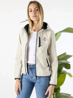 Lonsdale Giacca a vento da donna con cappuccio e zip - beige
