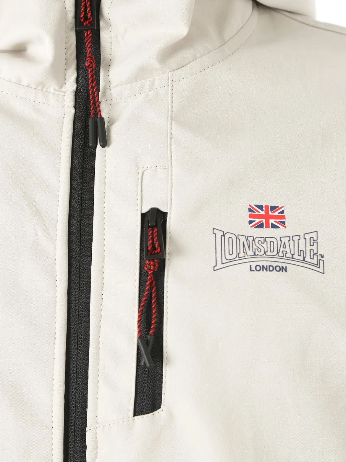 Lonsdale Giacca a vento da uomo con cappuccio e zip - beige