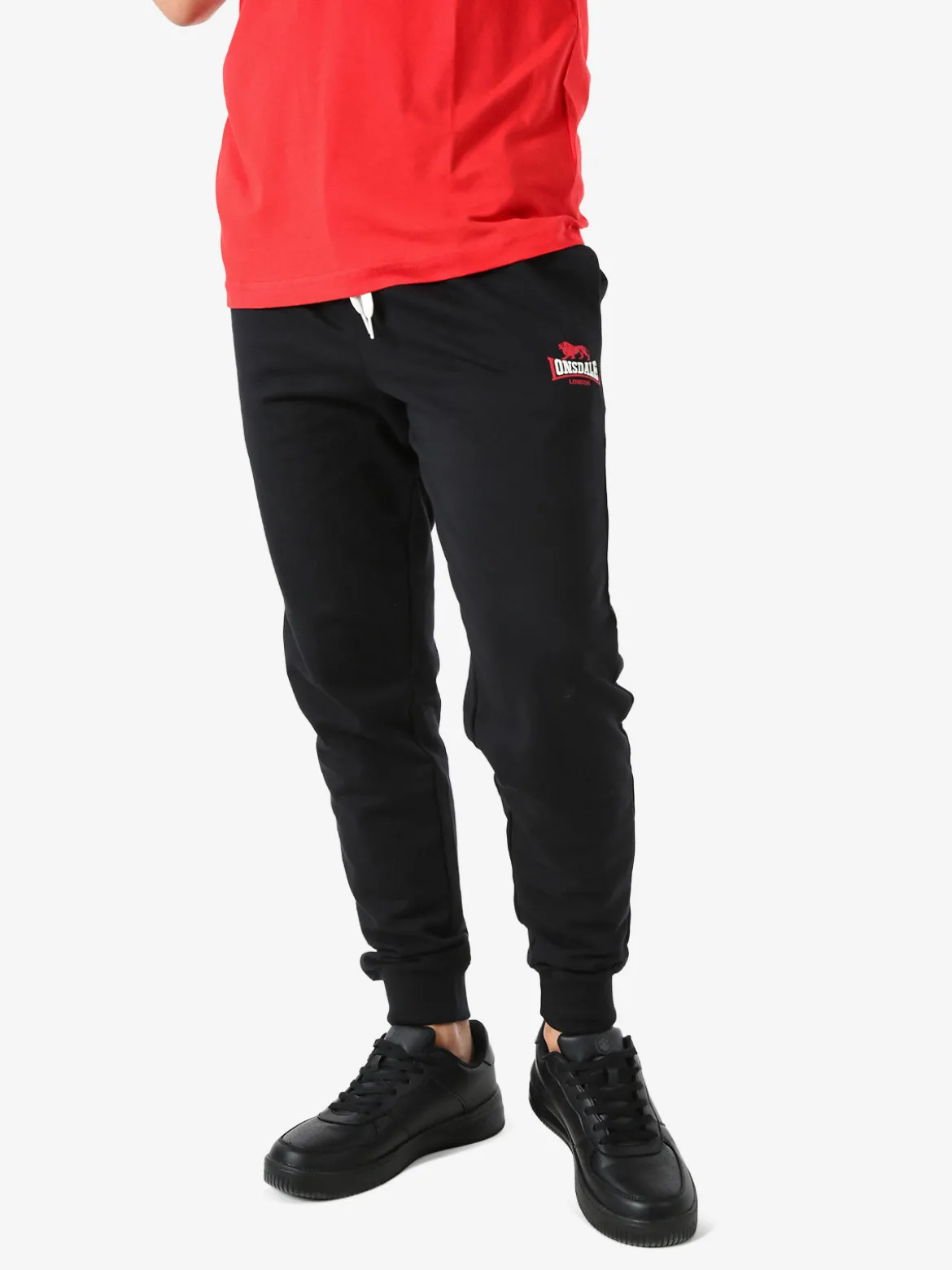 Lonsdale Pantaloni sportivi da uomo con coulisse e polsini - nero