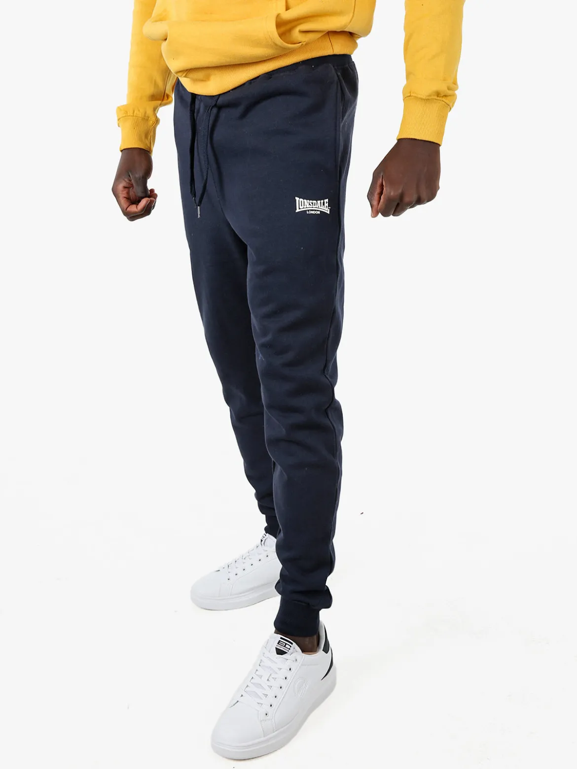 Lonsdale Pantaloni tuta da uomo con coulisse e polsini - blu scuro