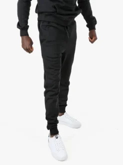 Lonsdale Pantaloni tuta da uomo con coulisse e polsini - nero