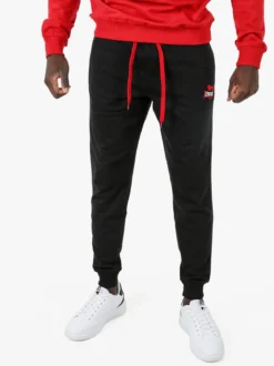 Lonsdale Pantaloni tuta da uomo con coulisse e polsini - nero
