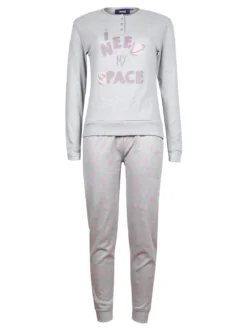 Lonsdale Pigiama da donna lungo in cotone con scritta
