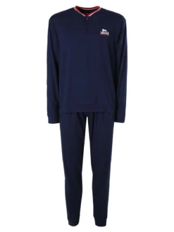 Lonsdale Pigiama da uomo in cotone - blu scuro
