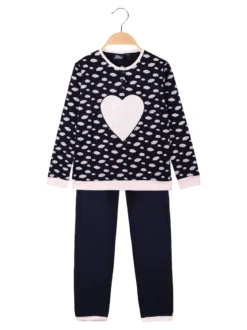 Lonsdale Pigiama lungo da bambina in cotone con stampe