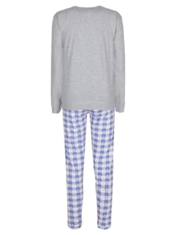 Lonsdale Pigiama lungo da donna in cotone con pantaloni a quadri