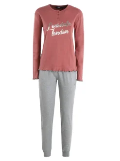 Lonsdale Pigiama lungo da donna in misto cotone
