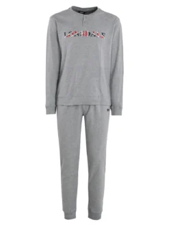 Lonsdale Pigiama lungo da uomo in cotone con scritta