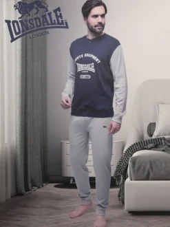 Lonsdale Pigiama lungo da uomo in cotone interlock