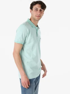 Lonsdale Polo da uomo in cotone a maniche corte con taschino - acqua marina