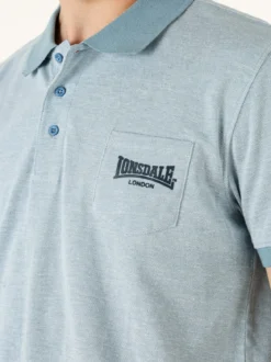 Lonsdale Polo da uomo in cotone a maniche corte con taschino - azzurro