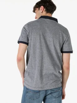 Lonsdale Polo da uomo in cotone a maniche corte con taschino - blu scuro
