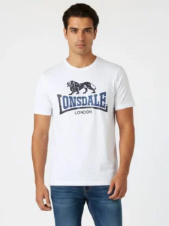 Lonsdale T-shirt da uomo in cotone con logo - bianco