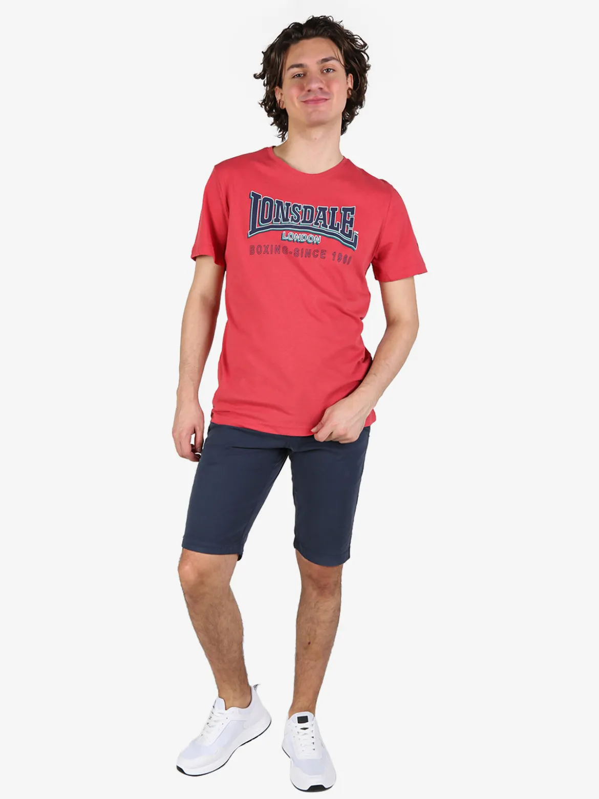 Lonsdale T-shirt da uomo in cotone con stampa logo
