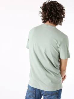 Lonsdale T-shirt da uomo in cotone con taschino a filetto e logo - verde chiaro
