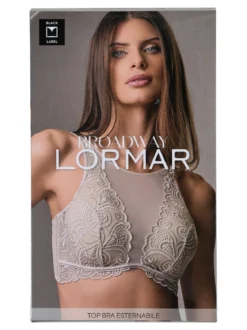 Lormar Broadway coordinato intimo da donna in pizzo e tulle con top bra + brasiliana COPPA B - beige