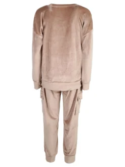 Lormar Completo tuta da donna in ciniglia soft con tasconi - khaki