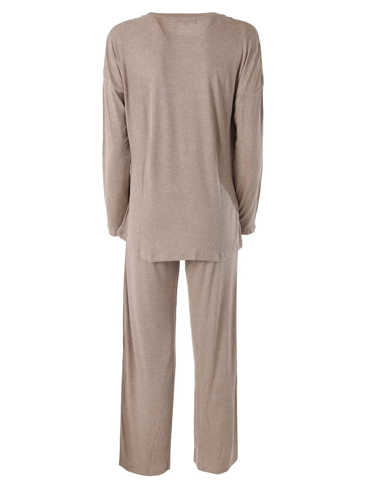 Lormar FITNESS Pigiama lungo da donna in viscosa con scollo tondo - marrone
