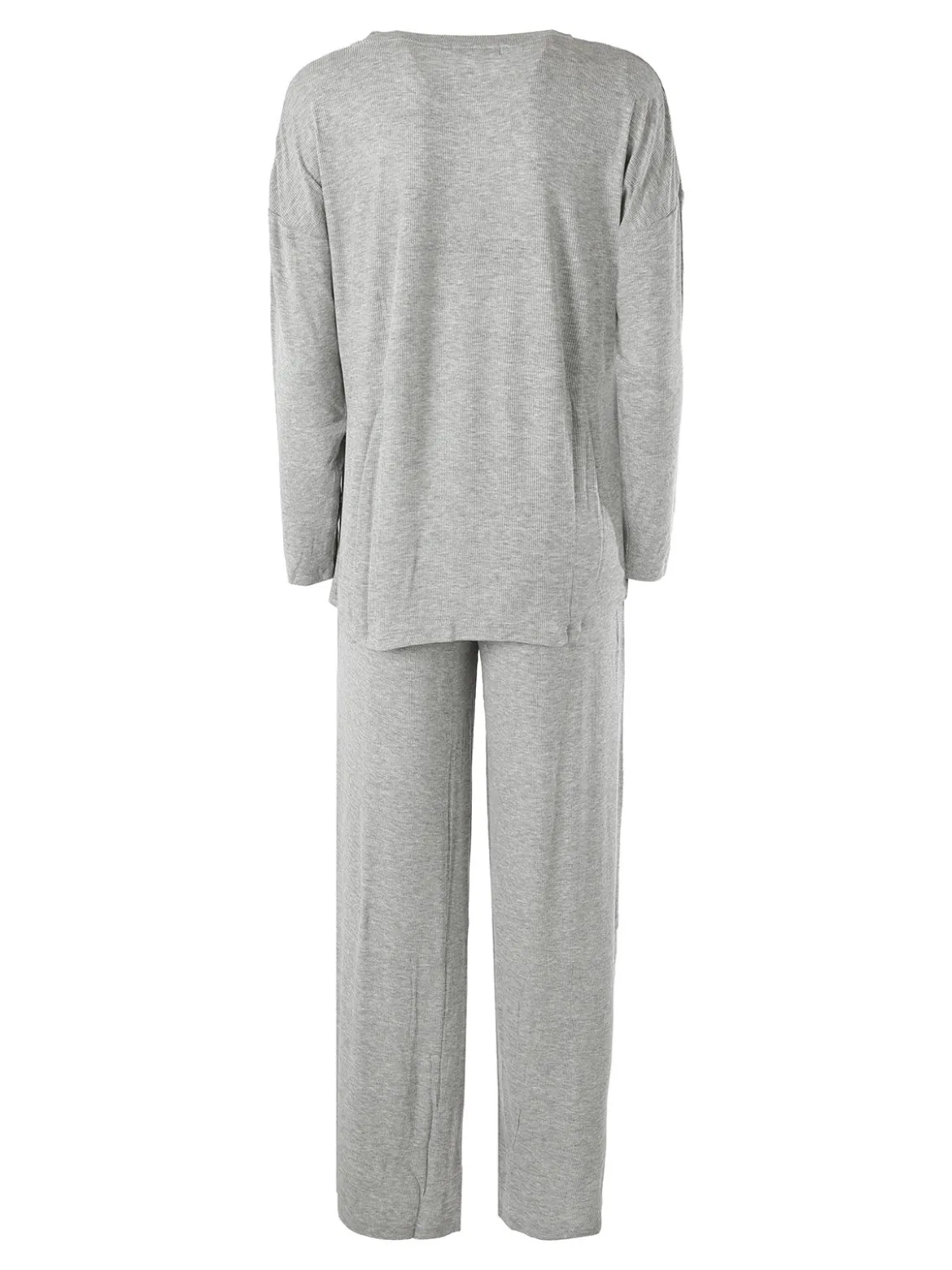 Lormar FITNESS Pigiama lungo da donna in viscosa con scollo tondo - grigio