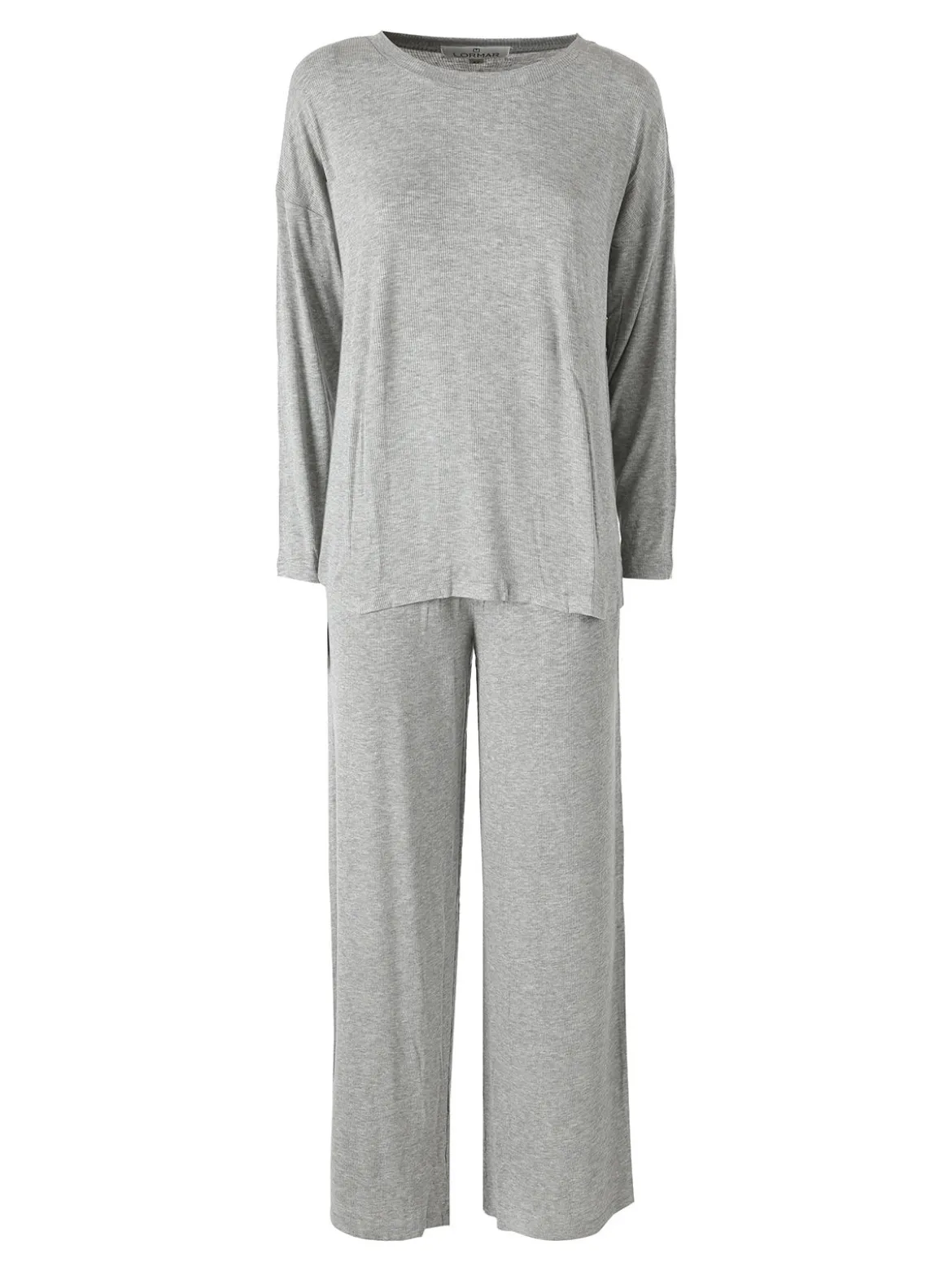 Lormar FITNESS Pigiama lungo da donna in viscosa con scollo tondo - grigio