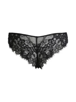 Lormar Party coordinato intimo donna in pizzo con top a maniche lunghe + brasiliana - nero