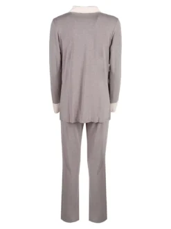Lormar Pigiama donna aperto con bottoni in viscosa pesante - tortora