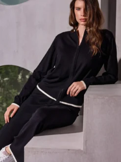 Lormar SELFIE Completo tuta da donna full zip in maglia leggera rasata - nero