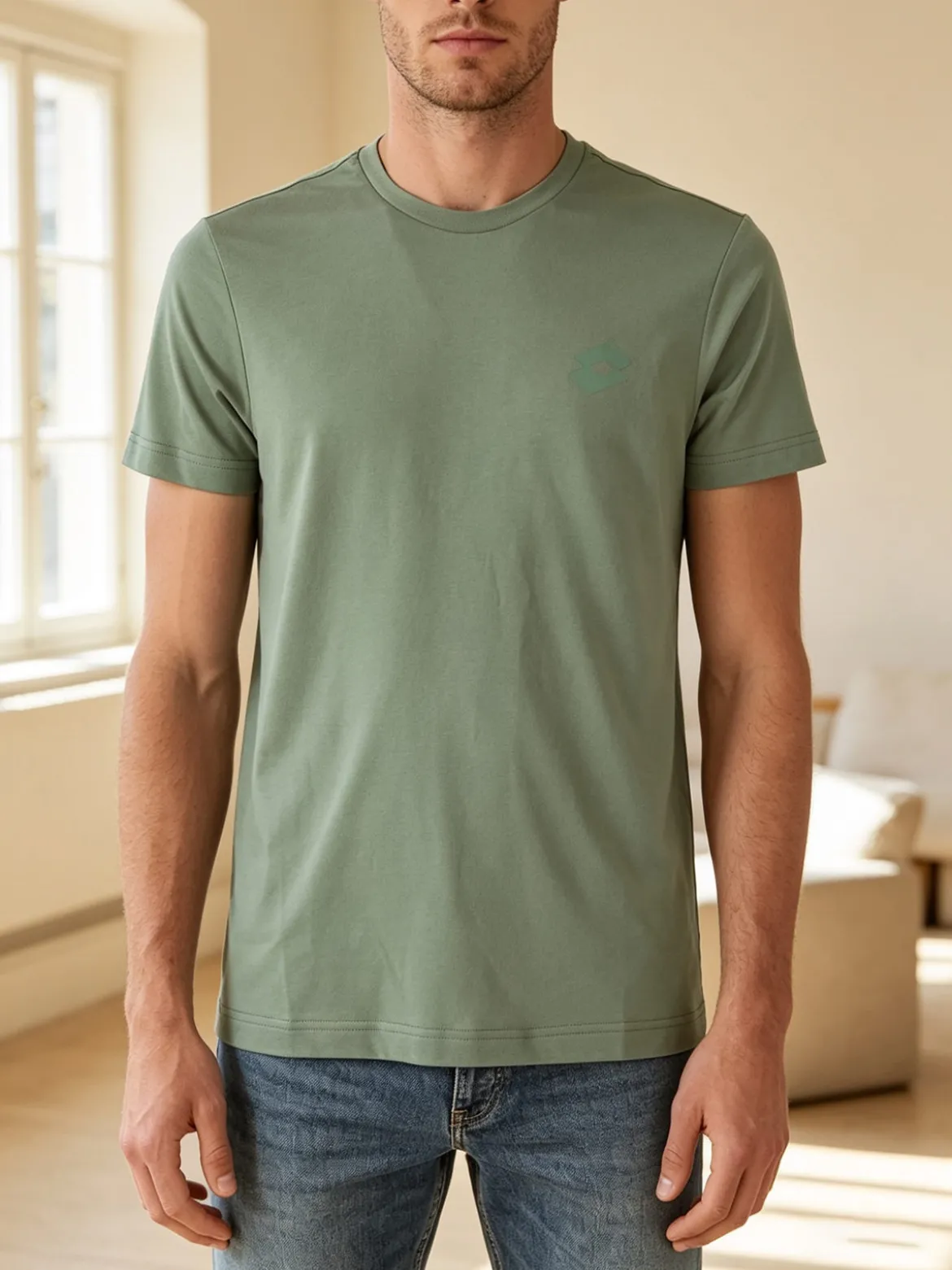 Lotto T-shirt girocollo da uomo in misto cotone - verde
