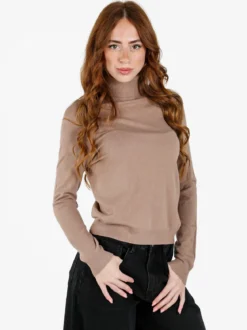 Louise Doro Dolcevita donna in maglia tinta unita - taupe