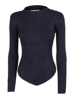 Louise Doro Maglia donna a costine con finale a punta - blu scuro