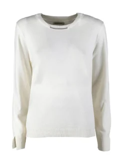 Louise Doro Maglia donna con girocollo decorato - bianco