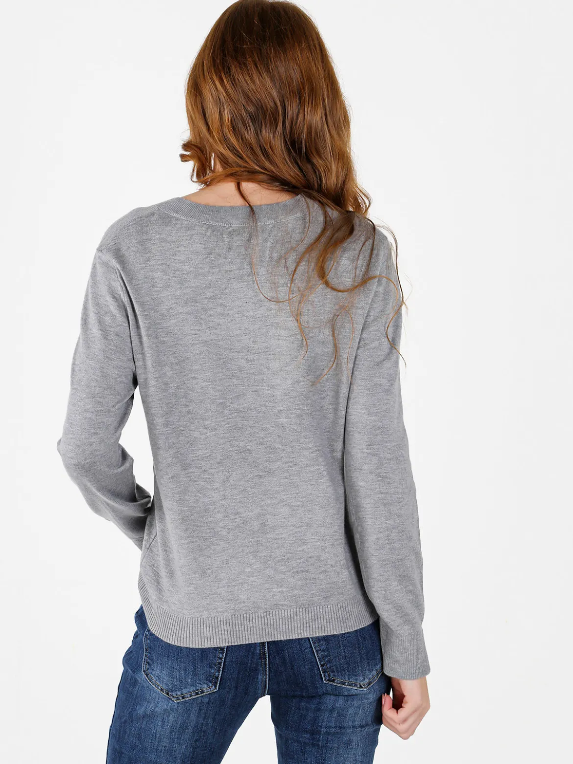 Louise Doro Maglia donna con girocollo decorato - grigio