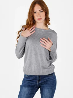 Louise Doro Maglia donna con girocollo decorato - grigio