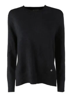 Louise Doro Maglia donna tinta unita con spacchi laterali - nero