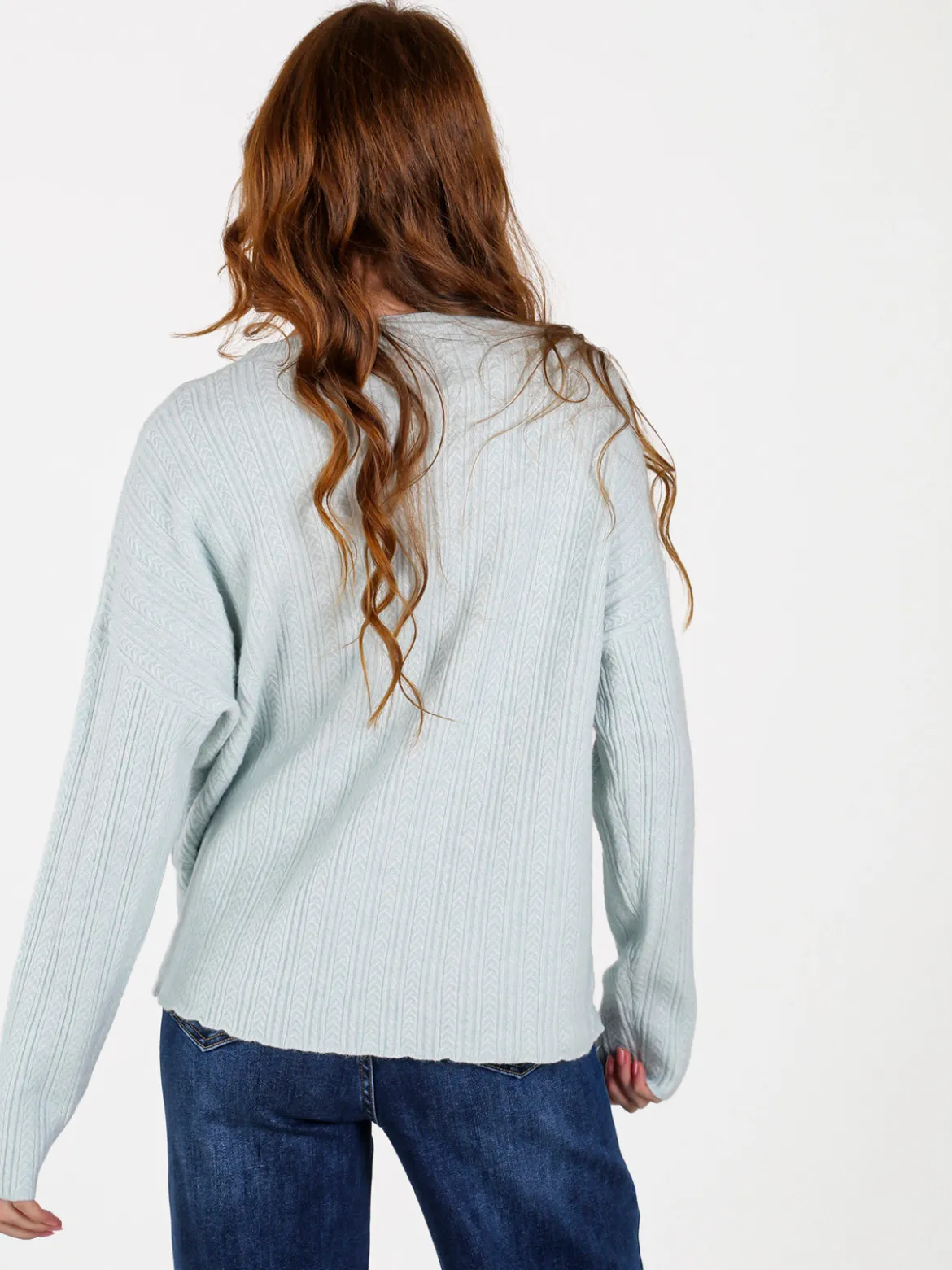 Louise Doro Maglione donna oversize a trecce con strass - ghiaccio