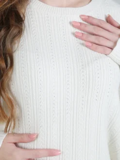 Louise Doro Maglione donna oversize a trecce con strass - panna