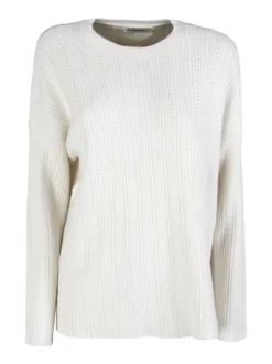 Louise Doro Maglione donna oversize a trecce con strass - panna
