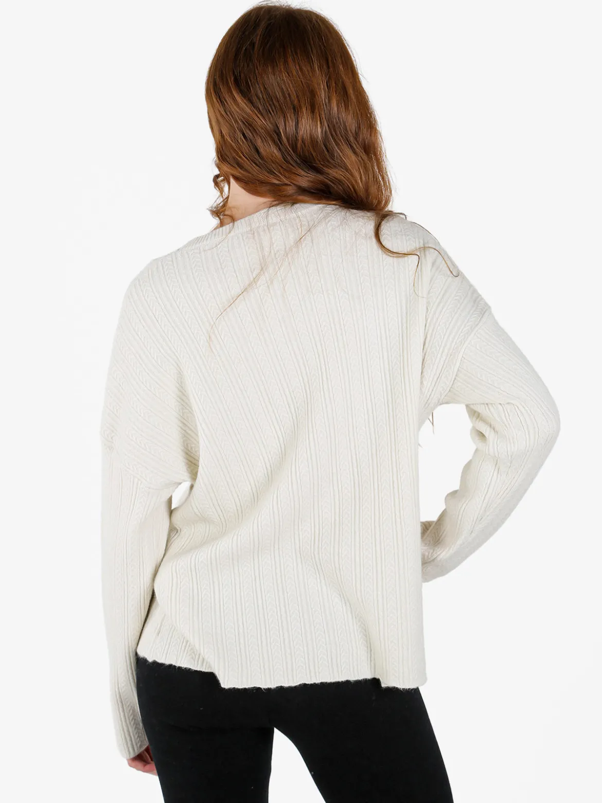 Louise Doro Maglione donna oversize a trecce con strass - panna