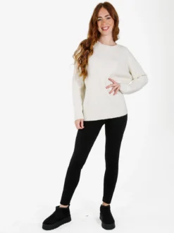 Louise Doro Maglione donna oversize a trecce con strass - panna