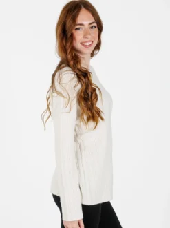 Louise Doro Maglione donna oversize a trecce con strass - panna